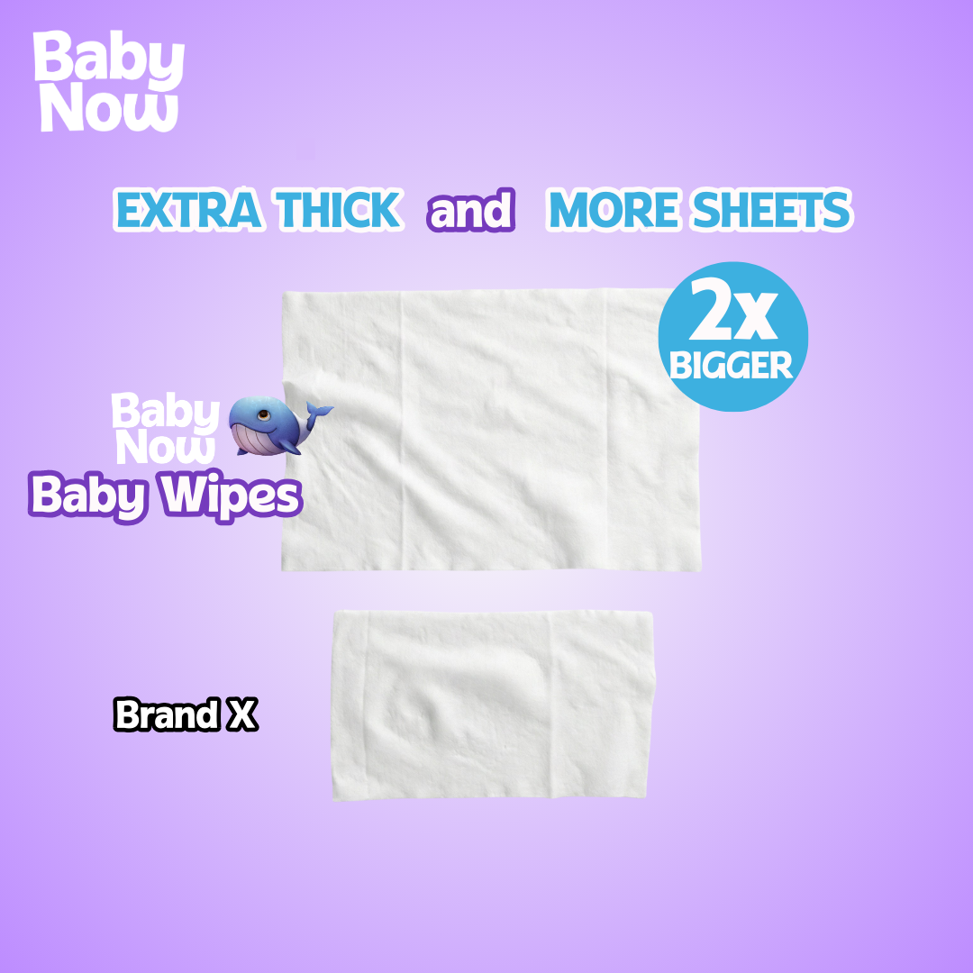 Baby Now Baby Wipes Powder Scent 100 Sheets Alcohol Free, Extra Thick and Soft